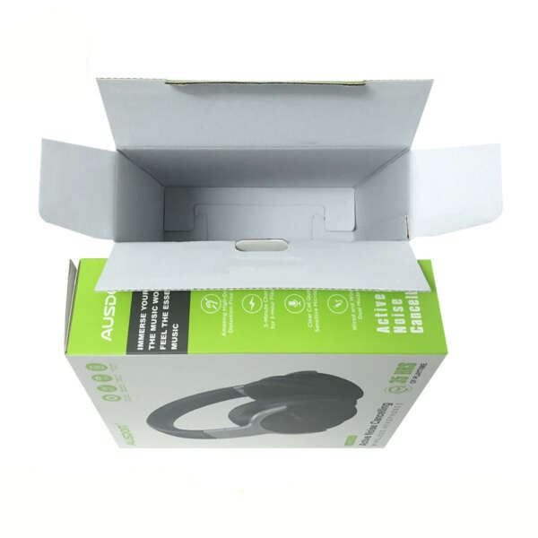 headphone packaging box, E-flute self locking box, white corrugated cardboard box, custom electronics packaging