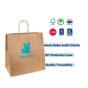 eco friendly personal logo print gift packaging brown kraft paper bag with handles