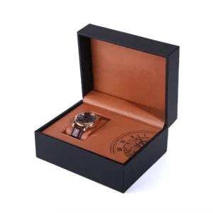 Custom Luxury Logo Elegant Design Men'S And Women'S Travel Watch Case Mechanical Watch Case Pu Leather Black Flip Watch Box