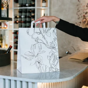 Custom Eco-Friendly Kraft Paper Bag with Flat Handle for Shopping Promotions Supermarkets