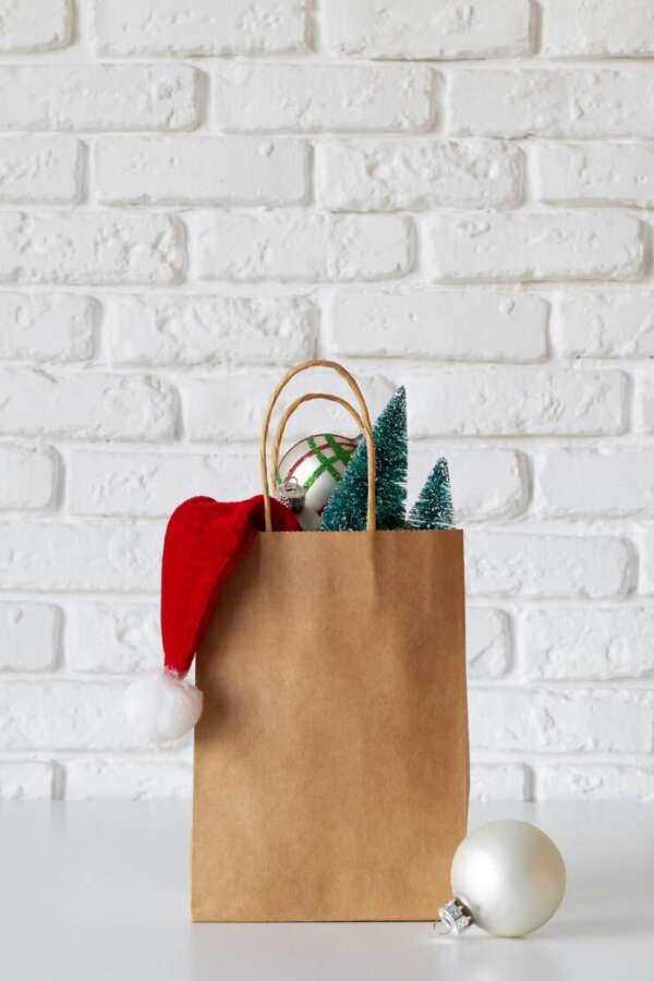 eco brown kraft paper shopping gift bag with handle and custom logo view 2