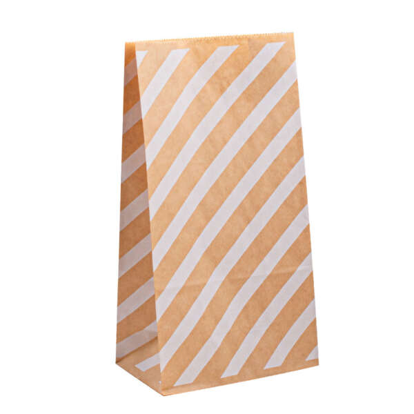 eco flat bottom kraft bread popcorn bag production sample with export carton support