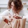custom kraft paper bag with die cut handle and logo print view 3