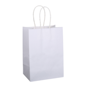 Eco Friendly Square Bottom Shopping Gift Carrier White Kraft Paper Bag