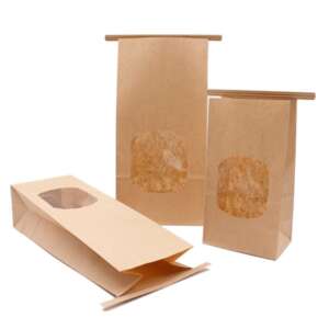 Kraft Paper Bags Brown Custom Order Biscuit Cookie Paper Food & Beverage Packaging Flexo Printing Recyclable Flexiloop Handle