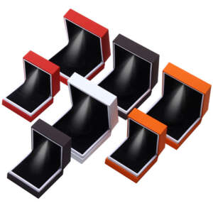 Jewelry Box Organizer Wholesale Jewelry Packaging Box With Logo Baking Paint Craft With White Edge Led Ring Jewelry Box