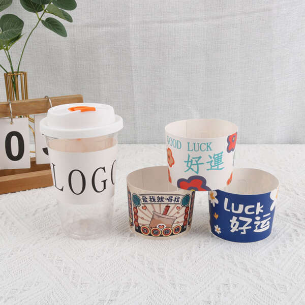 custom printed coffee milk tea paper cup sleeve - open display view