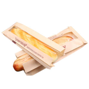 Packaging Baguette Chicken Minimum Customize Printed Design Lowest Price Bread Kraft Paper Bag With Your Own Logo