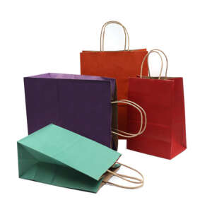 Handle Bag Gift Bags Not Dumping Recycled Materials Colored Kraft Bag Pretty Paper Packaging for Socks Shoes & Clothing