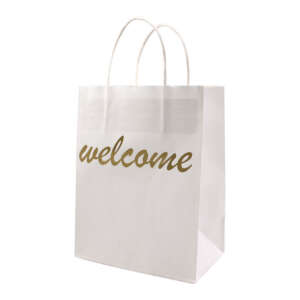 Eco Friendly Square Bottom Shopping Gift Carrier White Kraft Paper Bag