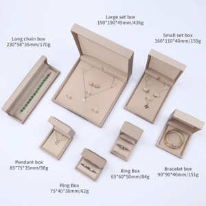 Factory Wholesale Custom Luxury Jewelry Packaging Box Sponge Necklace Ring Box Gold Pu Leather Jewelry Box