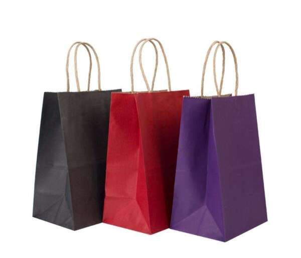 brown kraft paper brown kraft food delivery grocery bag with logo printing detail