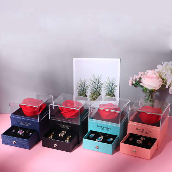 luxury square double door Valentine rose jewelry gift box - retail display