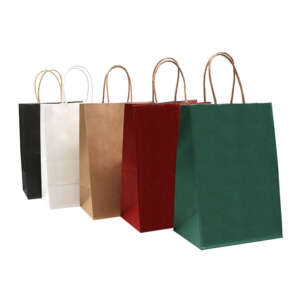 Handle Bag Gift Bags Not Dumping Recycled Materials Colored Kraft Bag Pretty Paper Packaging for Socks Shoes & Clothing
