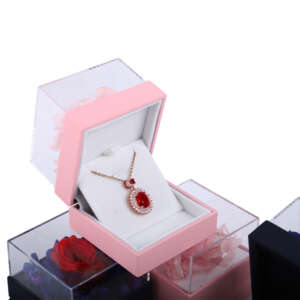 Custom Square Rose Flower Gift Box Necklace Jewelry Packaging Box Holiday Ring Jewelry Box