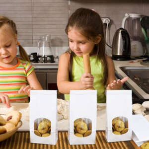 Kraft Paper Bags Brown Custom Order Biscuit Cookie Paper Food & Beverage Packaging Flexo Printing Recyclable Flexiloop Handle