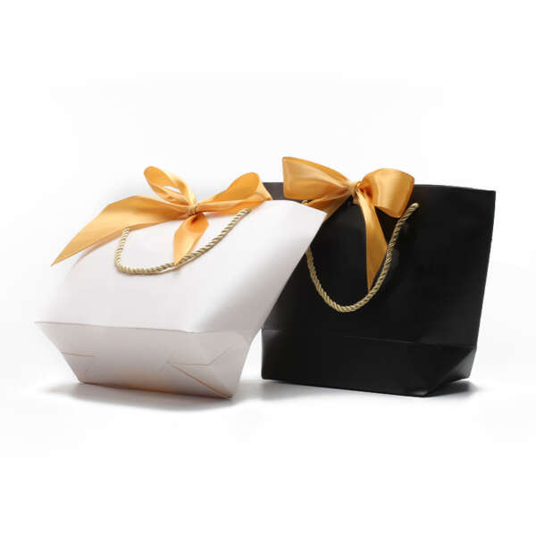 custom Christmas jewelry gift bag, art paper shopping bag, ribbon handle gift bag, logo jewelry bag