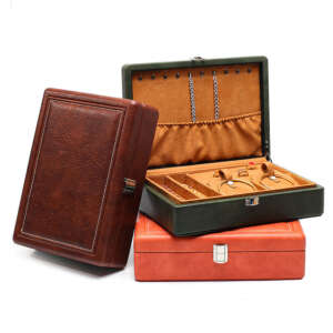 Hot Sale Custom Logo Luxury Pu Leather Double-Layer Flip Jewelry Box Ring Pendant Bracelet Storage Box