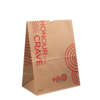 eco flat bottom kraft bread popcorn bag showing flat bottom, printed logo and handle-free food packaging style