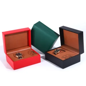 Custom Luxury Logo Elegant Design Men'S And Women'S Travel Watch Case Mechanical Watch Case Pu Leather Black Flip Watch Box