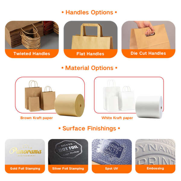 personalized brown kraft apparel shopping paper bag with handles view 3