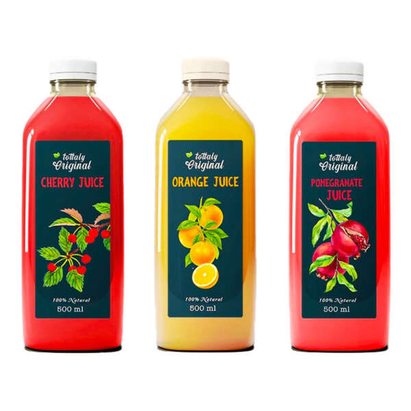 Custom beverage packaging label design for juice bottles