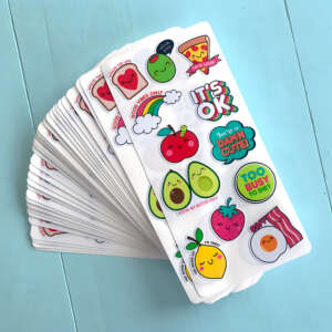 Custom A4 A5 A6 Size Adhesive Vinyl Colorful Printing Children Cute Cartoon Glossy / Matte Vinyl Kiss Cut Sticker Sheet For Kids