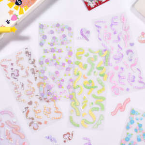 Custom Fancy Personalised Vinyl Hologram Rainbow Glitter Finished Film Lamination Kiss Cut Sticker Sheet