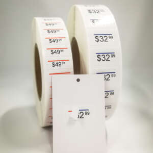 Wholesale Factory Supply Three Layers Red Blue Black Line Piggy Back Sticker For Garment Price Tag