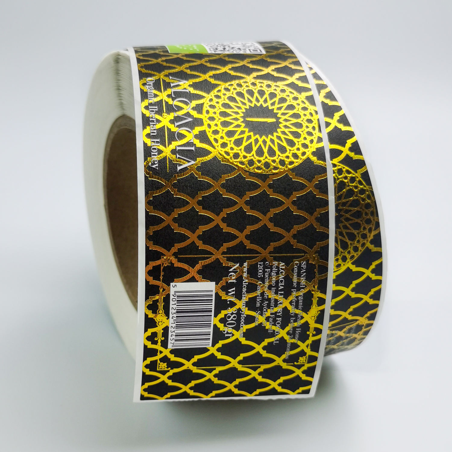 Custom Roll Self Adhesive Hot Stamping Gold Foil Embossed Food ...