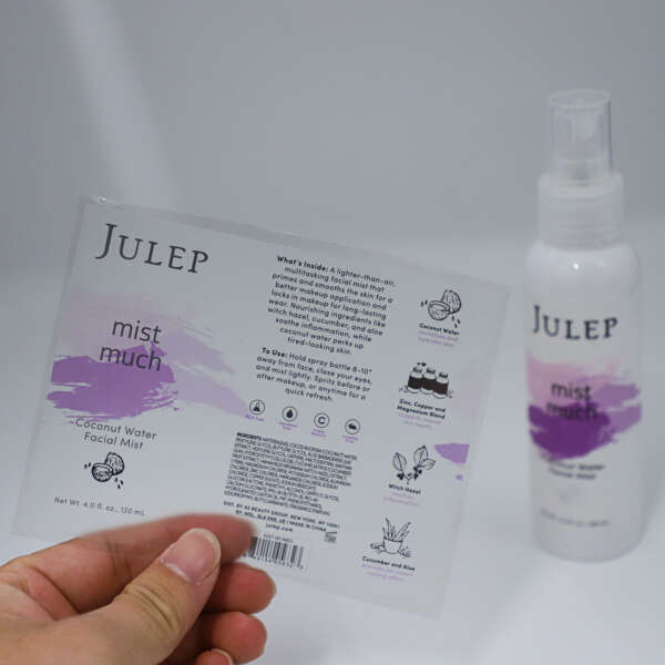 Clear gold foil transparent label stickers for cosmetic bottles