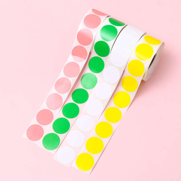 Pink packaging label roll samples