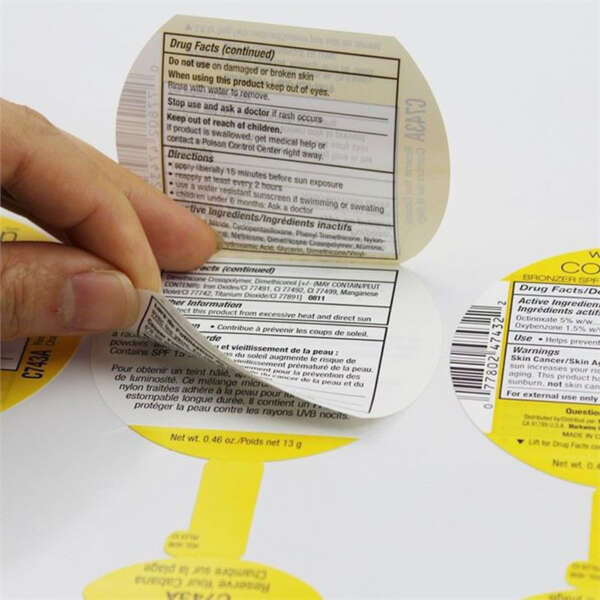 Double sided folding sticker labels for bottle food packaging