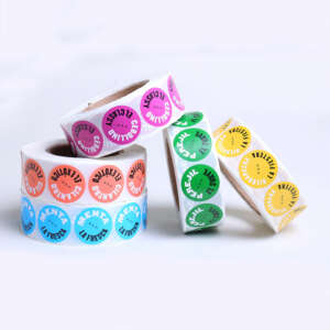 Custom Logo Packaging Labels Roll Synthetic Paper Sticker Round Circle Waterproof Adhesive Pvc Vinyl Label Stickers