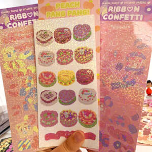 Custom Digital Printing Waterproof Self Adhesive Vinyl Cute Kiss Cut Hologram Anime Rainbow Effect Glitter Stickers Sheet