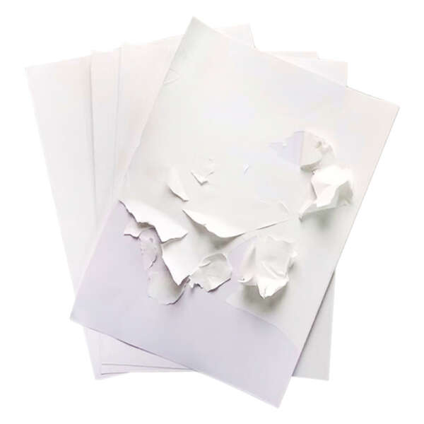 Destructible vinyl eggshell sticker sheet for security labels