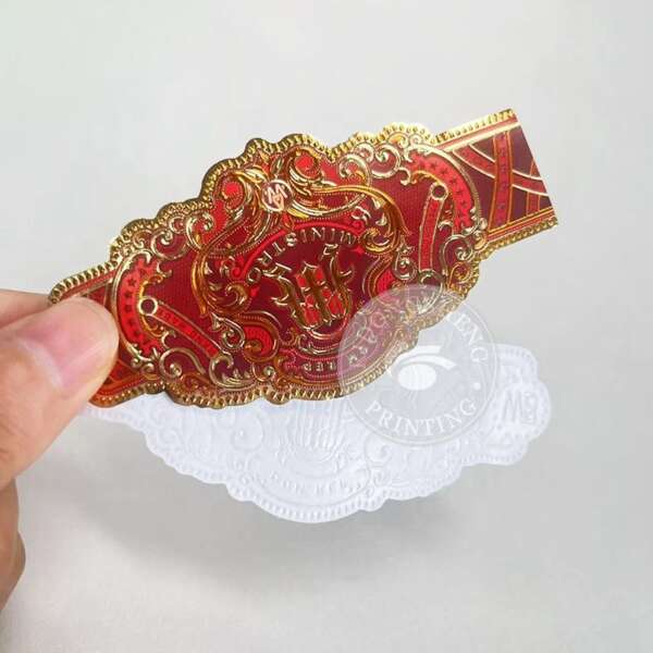 luxury paper cigar label band with hot stamp gold foil embossing bulk cigar packaging use